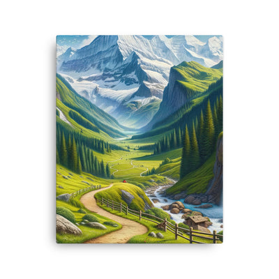 Wanderer in den Bergen und Wald: Digitale Malerei mit grünen kurvenreichen Pfaden - Dünne Leinwand wandern xxx yyy zzz 40.6 x 50.8 cm