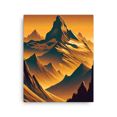 Fuchs in Alpen-Sonnenuntergang, goldene Berge und tiefe Täler - Dünne Leinwand camping xxx yyy zzz 40.6 x 50.8 cm