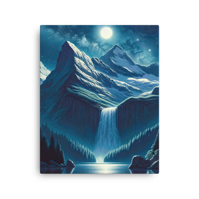 Legendäre Alpennacht, Mondlicht-Berge unter Sternenhimmel - Dünne Leinwand berge xxx yyy zzz 40.6 x 50.8 cm