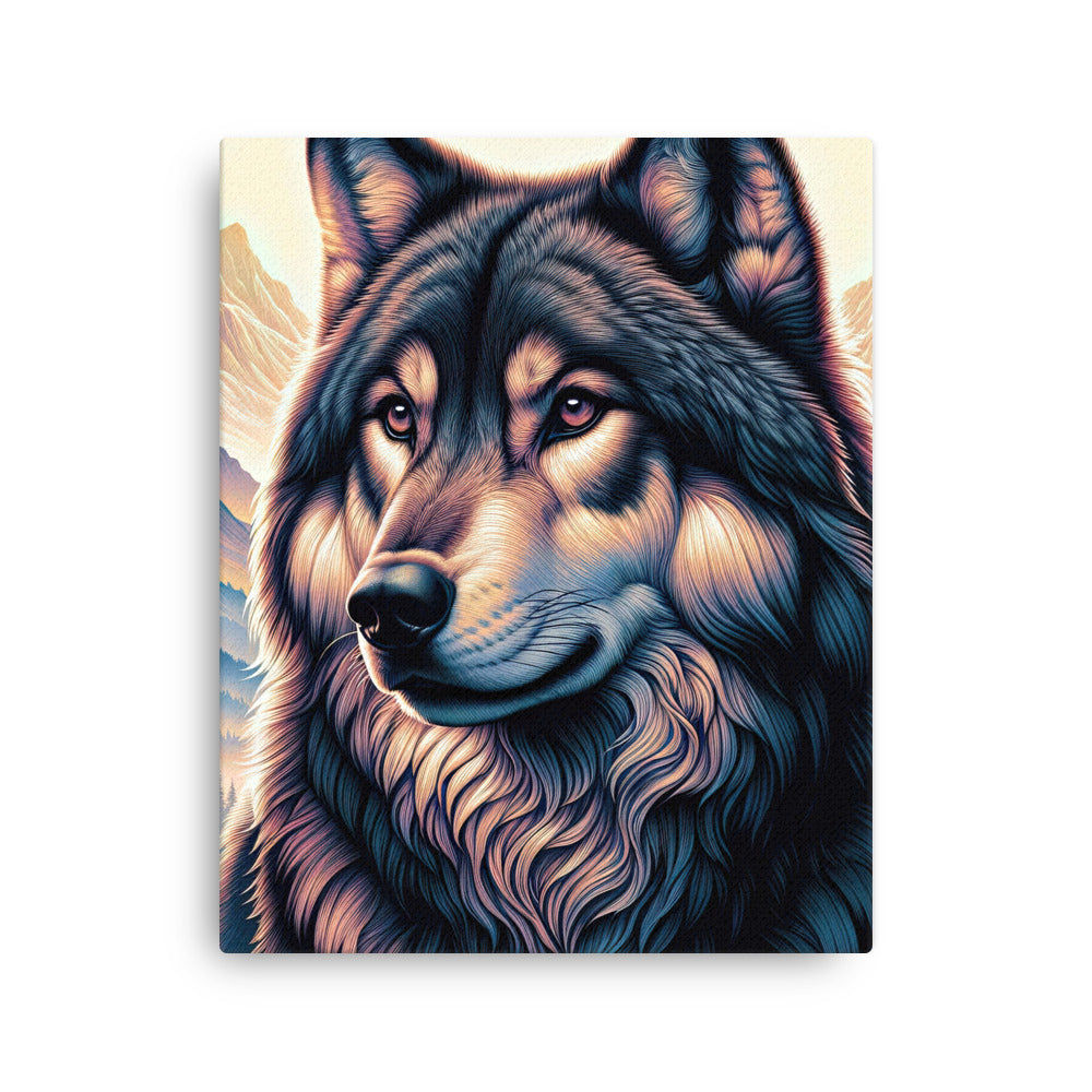 Majestätischer, glänzender Wolf in leuchtender Illustration (AN) - Dünne Leinwand xxx yyy zzz 40.6 x 50.8 cm