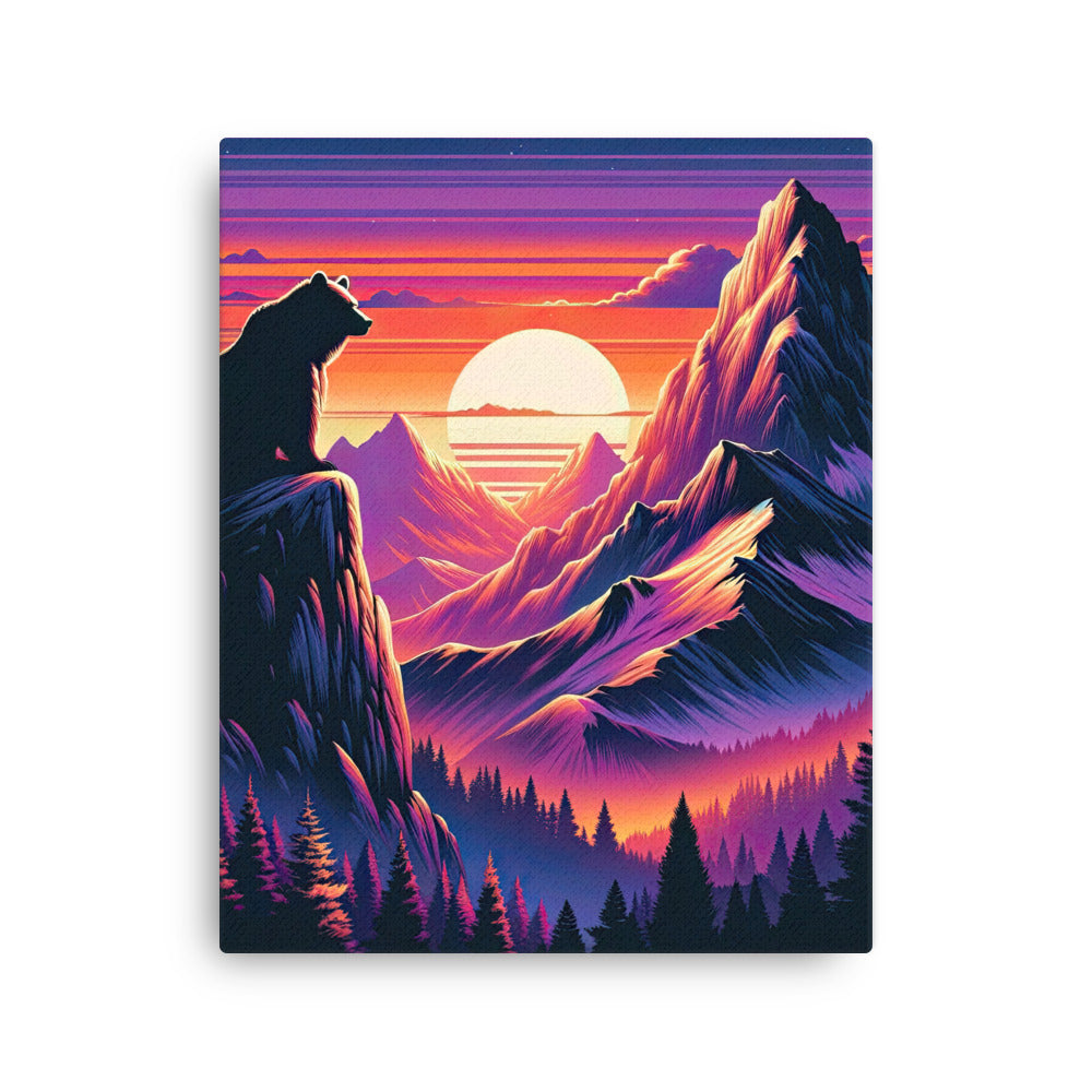 Alpen-Sonnenuntergang mit Bär auf Hügel, warmes Himmelsfarbenspiel - Dünne Leinwand camping xxx yyy zzz 40.6 x 50.8 cm