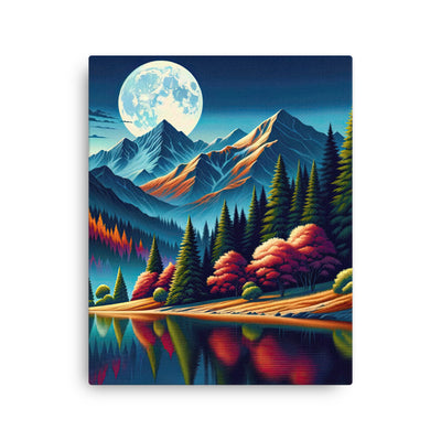 Ruhiger Herbstabend in den Alpen, grün-rote Berge - Dünne Leinwand berge xxx yyy zzz 40.6 x 50.8 cm