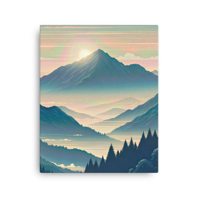 Bergszene bei Morgendämmerung, erste Sonnenstrahlen auf Bergrücken - Dünne Leinwand berge xxx yyy zzz 40.6 x 50.8 cm