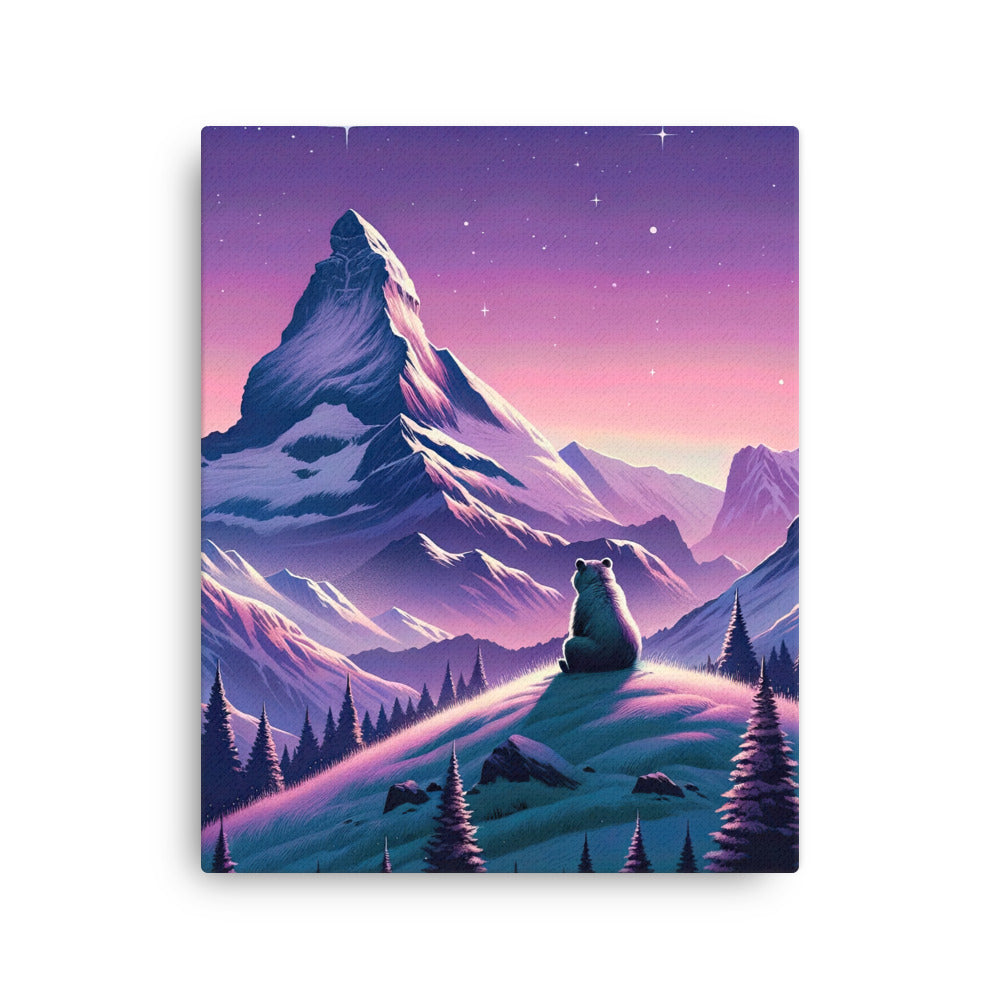 Bezaubernder Alpenabend mit Bär, lavendel-rosafarbener Himmel (AN) - Dünne Leinwand xxx yyy zzz 40.6 x 50.8 cm