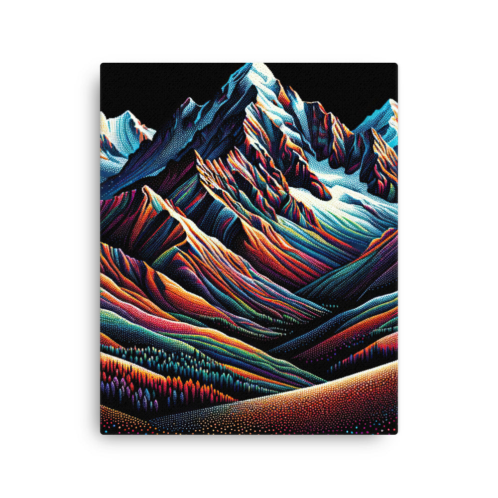 Pointillistische Darstellung der Alpen, Farbpunkte formen die Landschaft - Dünne Leinwand berge xxx yyy zzz 40.6 x 50.8 cm