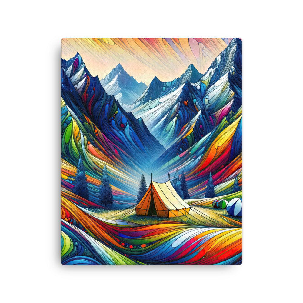 Surreale Alpen in abstrakten Farben, dynamische Formen der Landschaft - Dünne Leinwand camping xxx yyy zzz 40.6 x 50.8 cm