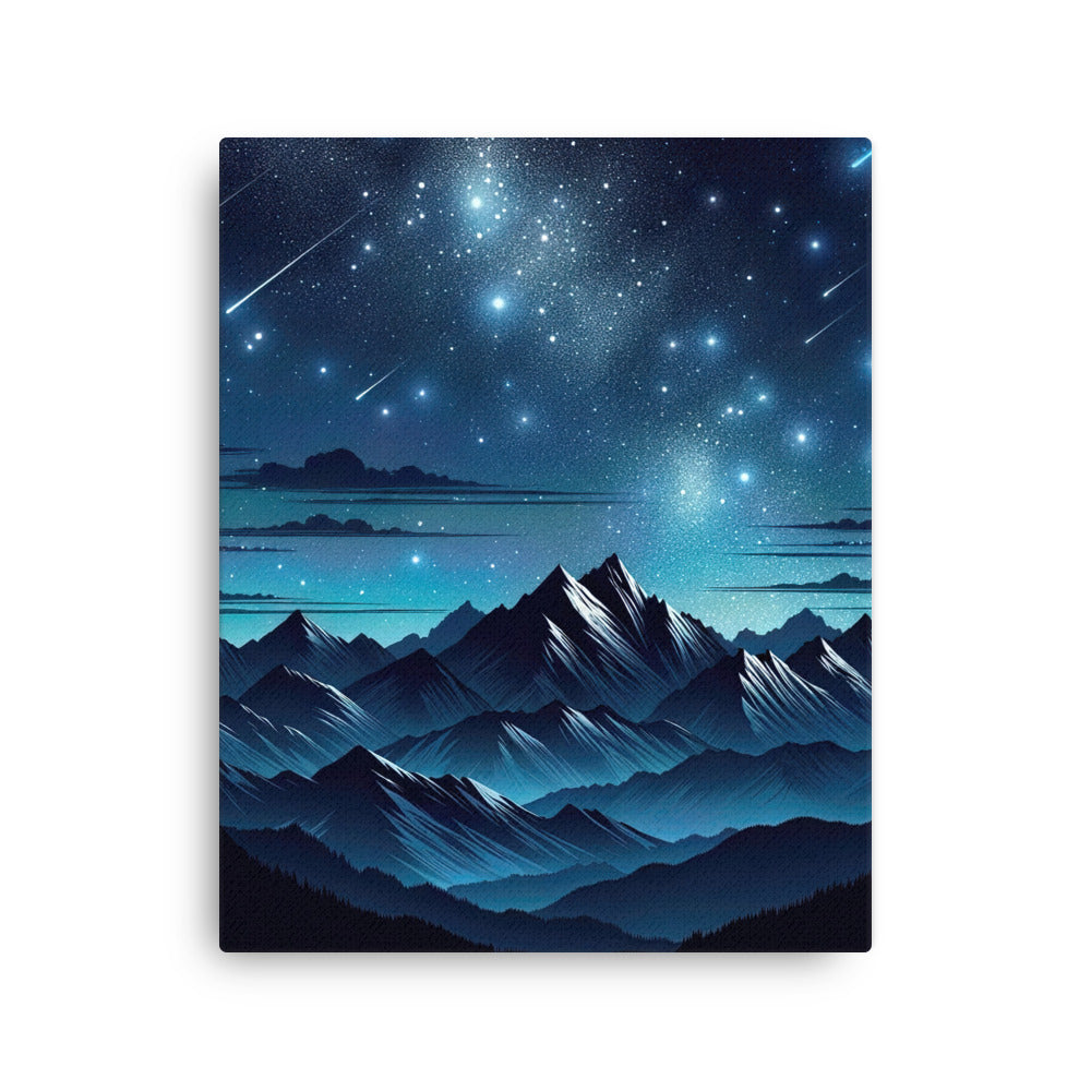 Alpen unter Sternenhimmel mit glitzernden Sternen und Meteoren - Dünne Leinwand berge xxx yyy zzz 40.6 x 50.8 cm
