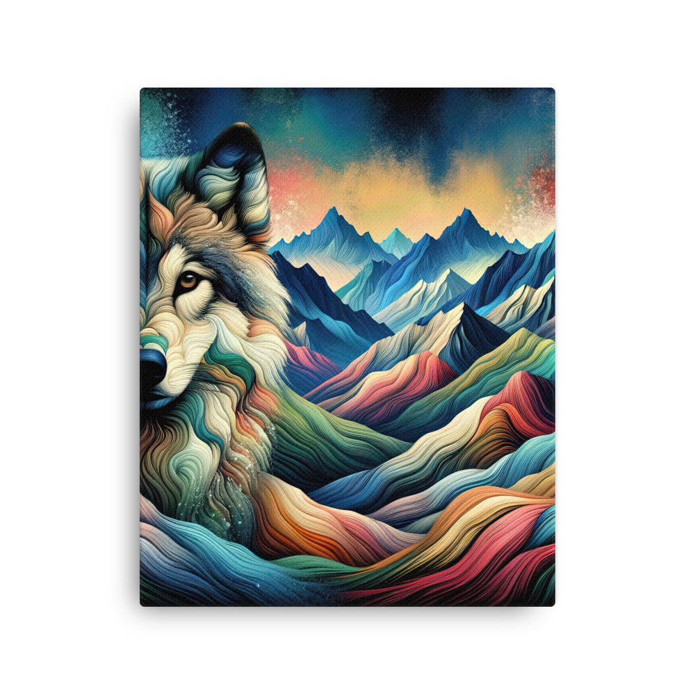 Traumhaftes Alpenpanorama mit Wolf in wechselnden Farben und Mustern (AN) - Dünne Leinwand xxx yyy zzz 40.6 x 50.8 cm