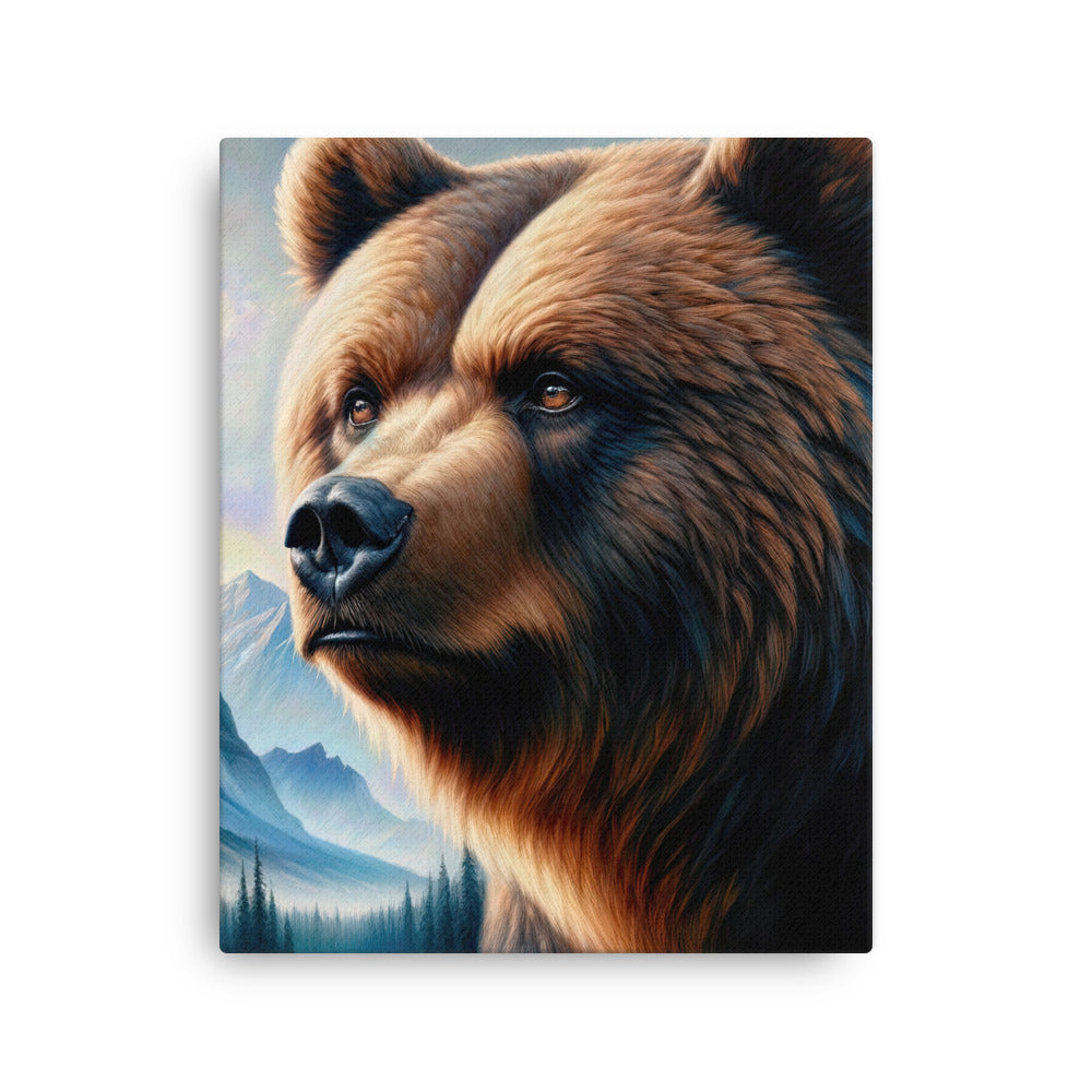Ölgemälde, das das Gesicht eines starken realistischen Bären einfängt. Porträt - Dünne Leinwand camping xxx yyy zzz 40.6 x 50.8 cm