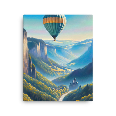 Ölgemälde einer ruhigen Szene in Luxemburg mit Heißluftballon und blauem Himmel - Dünne Leinwand berge xxx yyy zzz 40.6 x 50.8 cm
