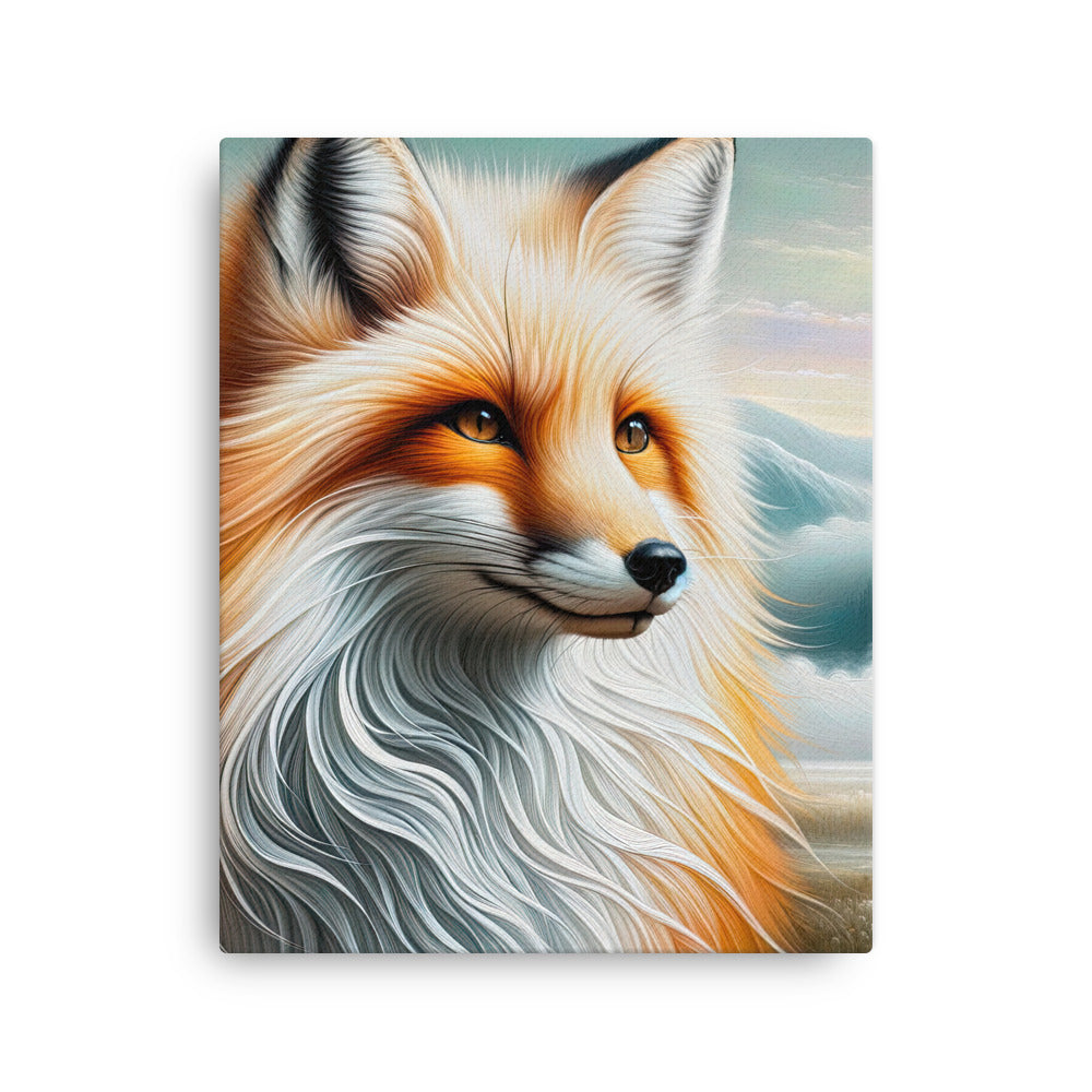 Ölgemälde eines anmutigen, intelligent blickenden Fuchses in Orange-Weiß - Dünne Leinwand camping xxx yyy zzz 40.6 x 50.8 cm