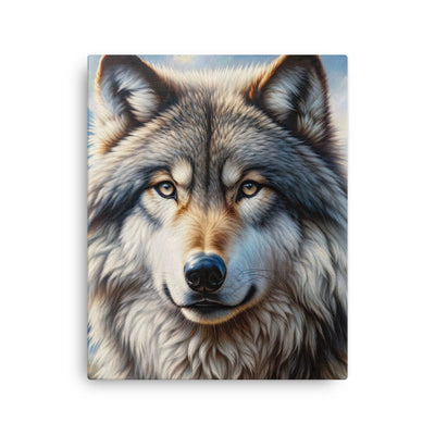 Porträt-Ölgemälde eines prächtigen Wolfes mit faszinierenden Augen (AN) - Dünne Leinwand xxx yyy zzz 40.6 x 50.8 cm