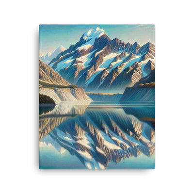 Ölgemälde eines unberührten Sees, der die Bergkette spiegelt - Dünne Leinwand berge xxx yyy zzz 40.6 x 50.8 cm