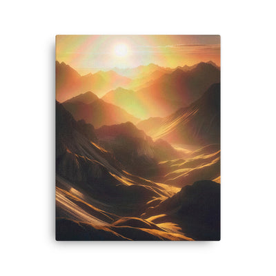 Foto der goldenen Stunde in den Bergen mit warmem Schein über zerklüftetem Gelände - Dünne Leinwand berge xxx yyy zzz 40.6 x 50.8 cm