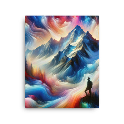 Foto eines abstrakt-expressionistischen Alpengemäldes mit Wanderersilhouette - Dünne Leinwand wandern xxx yyy zzz 40.6 x 50.8 cm
