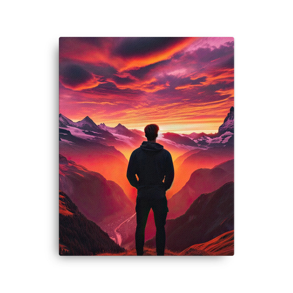 Foto der Schweizer Alpen im Sonnenuntergang, Himmel in surreal glänzenden Farbtönen - Dünne Leinwand wandern xxx yyy zzz 40.6 x 50.8 cm