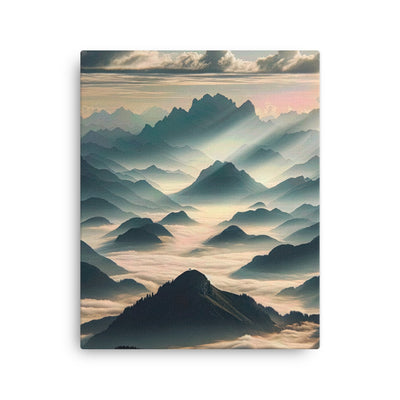 Foto der Alpen im Morgennebel, majestätische Gipfel ragen aus dem Nebel - Dünne Leinwand berge xxx yyy zzz 40.6 x 50.8 cm