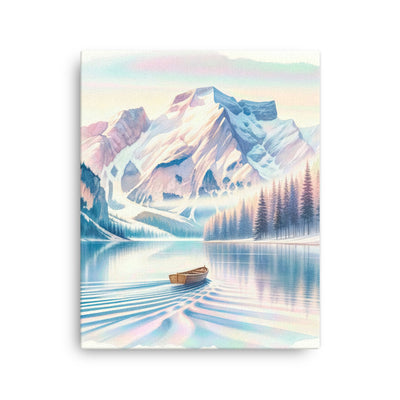 Aquarell eines klaren Alpenmorgens, Boot auf Bergsee in Pastelltönen - Dünne Leinwand berge xxx yyy zzz 40.6 x 50.8 cm