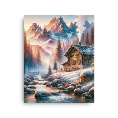 Aquarell einer Alpenszene im Morgengrauen, Haus in den Bergen - Dünne Leinwand berge xxx yyy zzz 40.6 x 50.8 cm