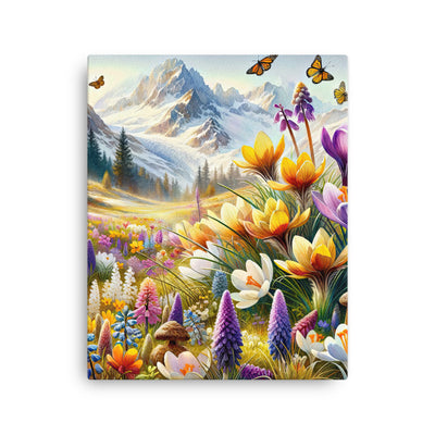 Aquarell einer ruhigen Almwiese, farbenfrohe Bergblumen in den Alpen - Dünne Leinwand berge xxx yyy zzz 40.6 x 50.8 cm