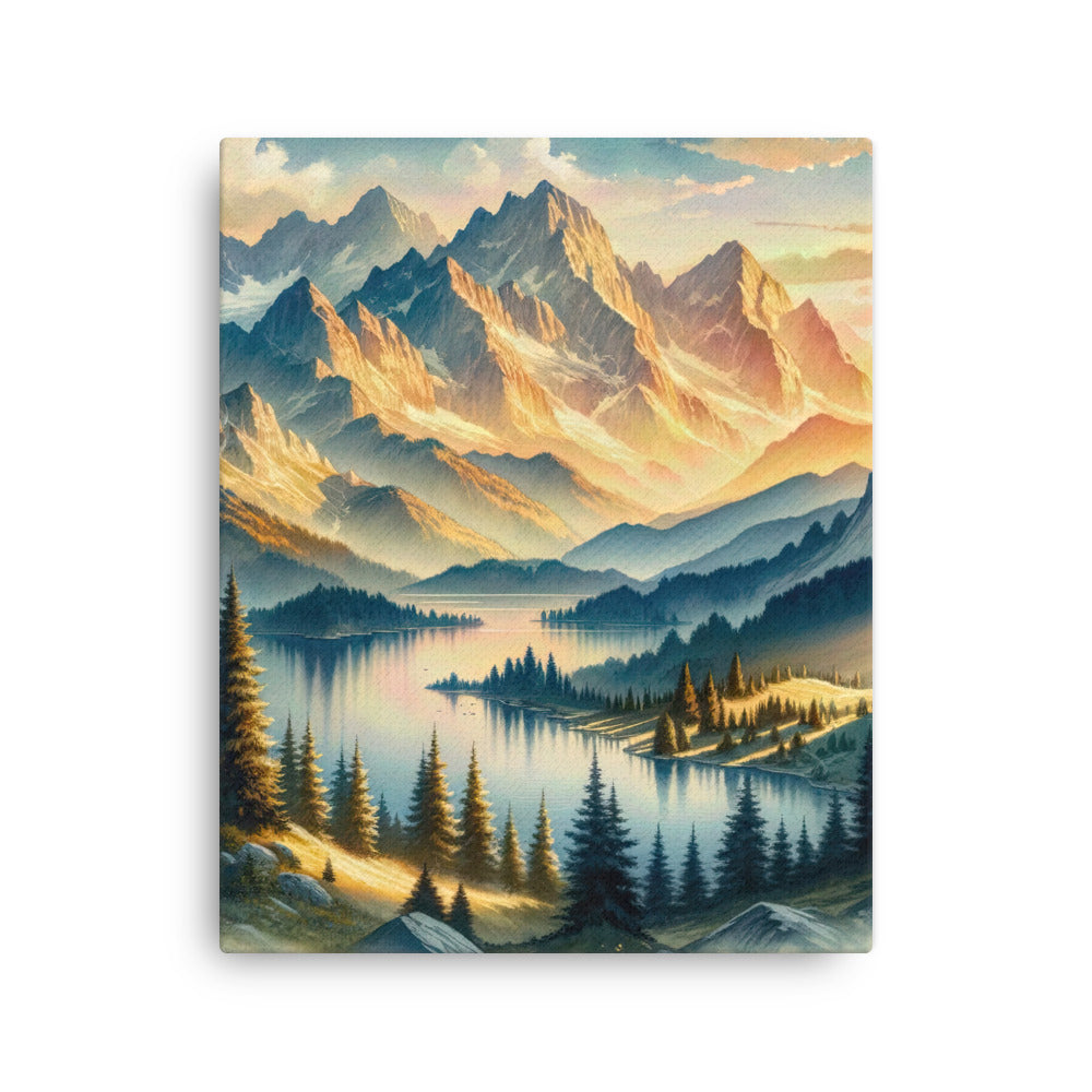 Aquarell der Alpenpracht bei Sonnenuntergang, Berge im goldenen Licht - Dünne Leinwand berge xxx yyy zzz 40.6 x 50.8 cm
