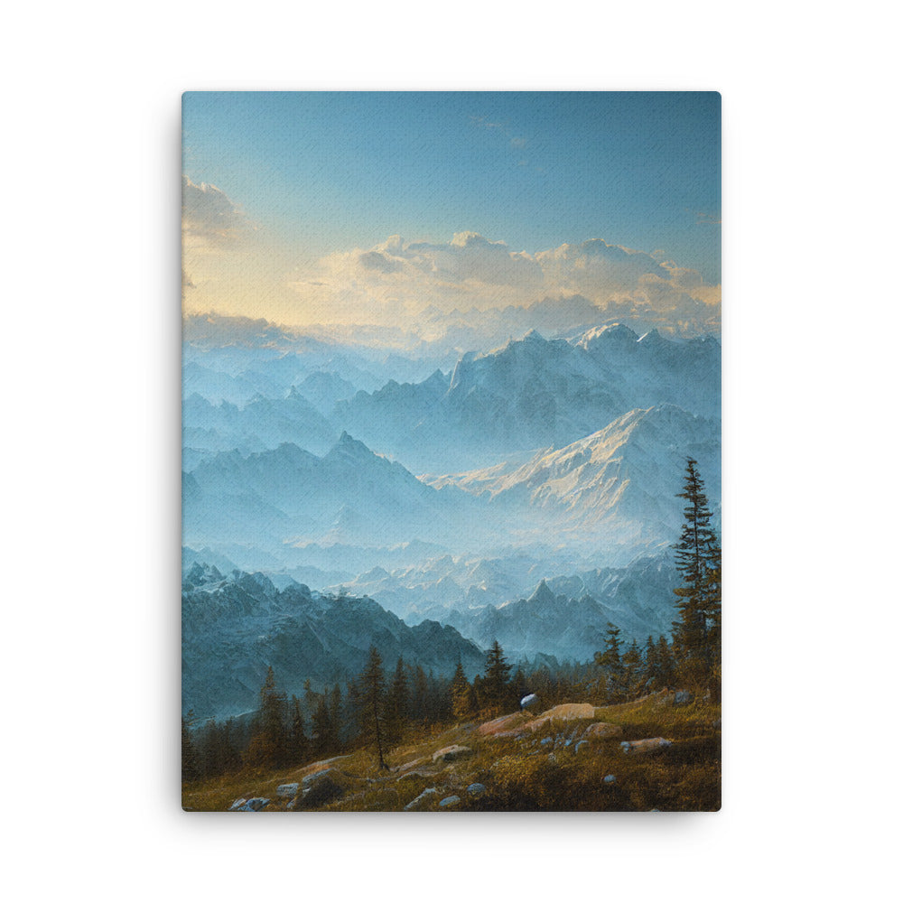 Schöne Berge mit Nebel bedeckt - Ölmalerei - Dünne Leinwand berge xxx 45.7 x 61 cm