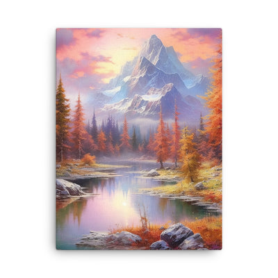 Landschaftsmalerei - Berge, Bäume, Bergsee und Herbstfarben - Dünne Leinwand berge xxx 45.7 x 61 cm