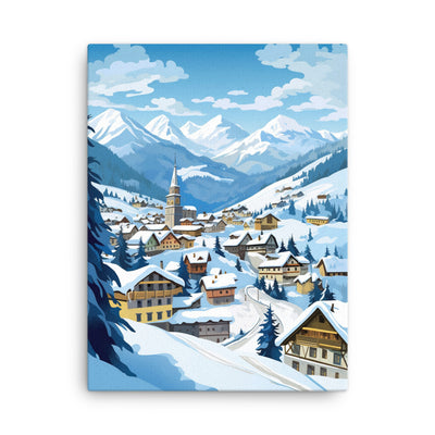 Kitzbühl - Berge und Schnee - Landschaftsmalerei - Dünne Leinwand ski xxx 45.7 x 61 cm