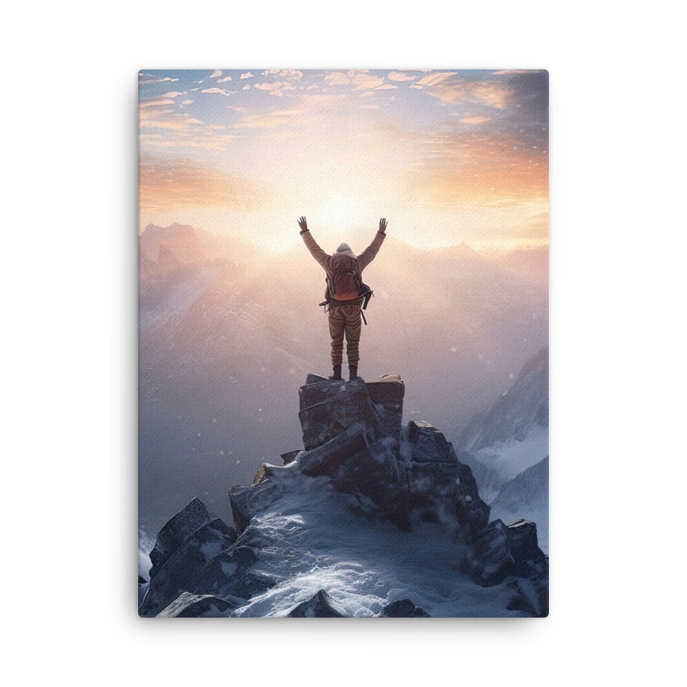 Mann auf der Spitze eines Berges - Landschaftsmalerei - Dünne Leinwand berge xxx 45.7 x 61 cm
