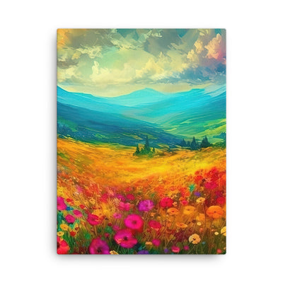 Berglandschaft und schöne farbige Blumen - Malerei - Dünne Leinwand berge xxx 45.7 x 61 cm