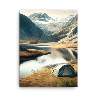 Zelt, Berge und Bergsee - Dünne Leinwand camping xxx 45.7 x 61 cm