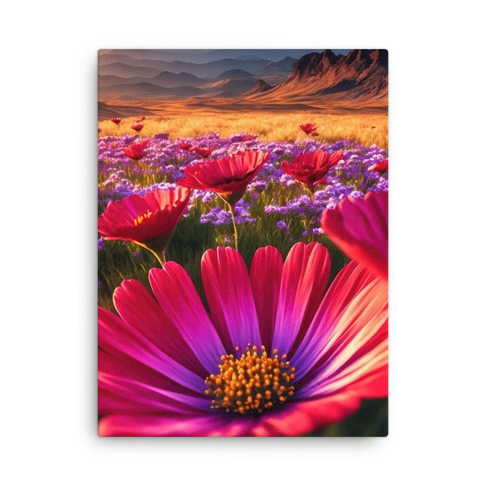 Wünderschöne Blumen und Berge im Hintergrund - Dünne Leinwand berge xxx 45.7 x 61 cm