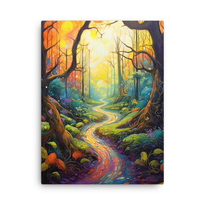Wald und Wanderweg - Bunte, farbenfrohe Malerei - Dünne Leinwand camping xxx 45.7 x 61 cm