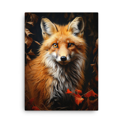 Fuchs Porträt und Herbstblätter - Malerei - Dünne Leinwand camping xxx 45.7 x 61 cm