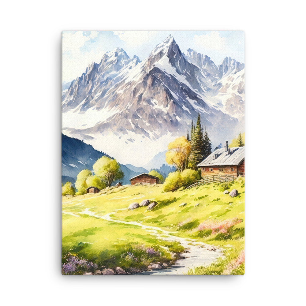 Epische Berge und Berghütte - Landschaftsmalerei - Dünne Leinwand berge xxx 45.7 x 61 cm