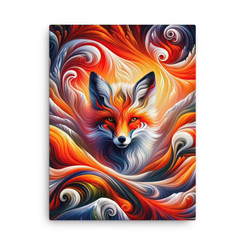Abstraktes Kunstwerk, das den Geist der Alpen verkörpert. Leuchtender Fuchs in den Farben Orange, Rot, Weiß - Dünne Leinwand camping xxx yyy zzz 45.7 x 61 cm