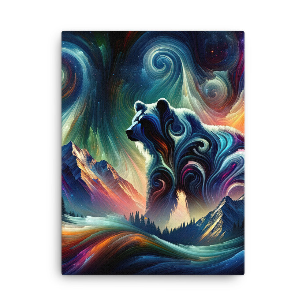 Abstrakte Kunst, die majestätischen Alpen mit Farben und komplizierten Mustern darstellt. Markante Bären Silhouette - Dünne Leinwand camping xxx yyy zzz 45.7 x 61 cm