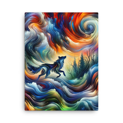 Alpen Abstraktgemälde mit Wolf Silhouette in lebhaften Farben (AN) - Dünne Leinwand xxx yyy zzz 45.7 x 61 cm