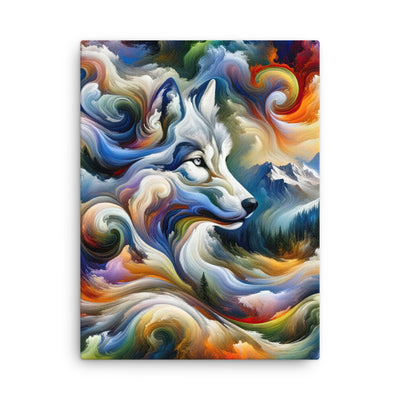 Abstraktes Alpen Gemälde: Wirbelnde Farben und Majestätischer Wolf, Silhouette (AN) - Dünne Leinwand xxx yyy zzz 45.7 x 61 cm