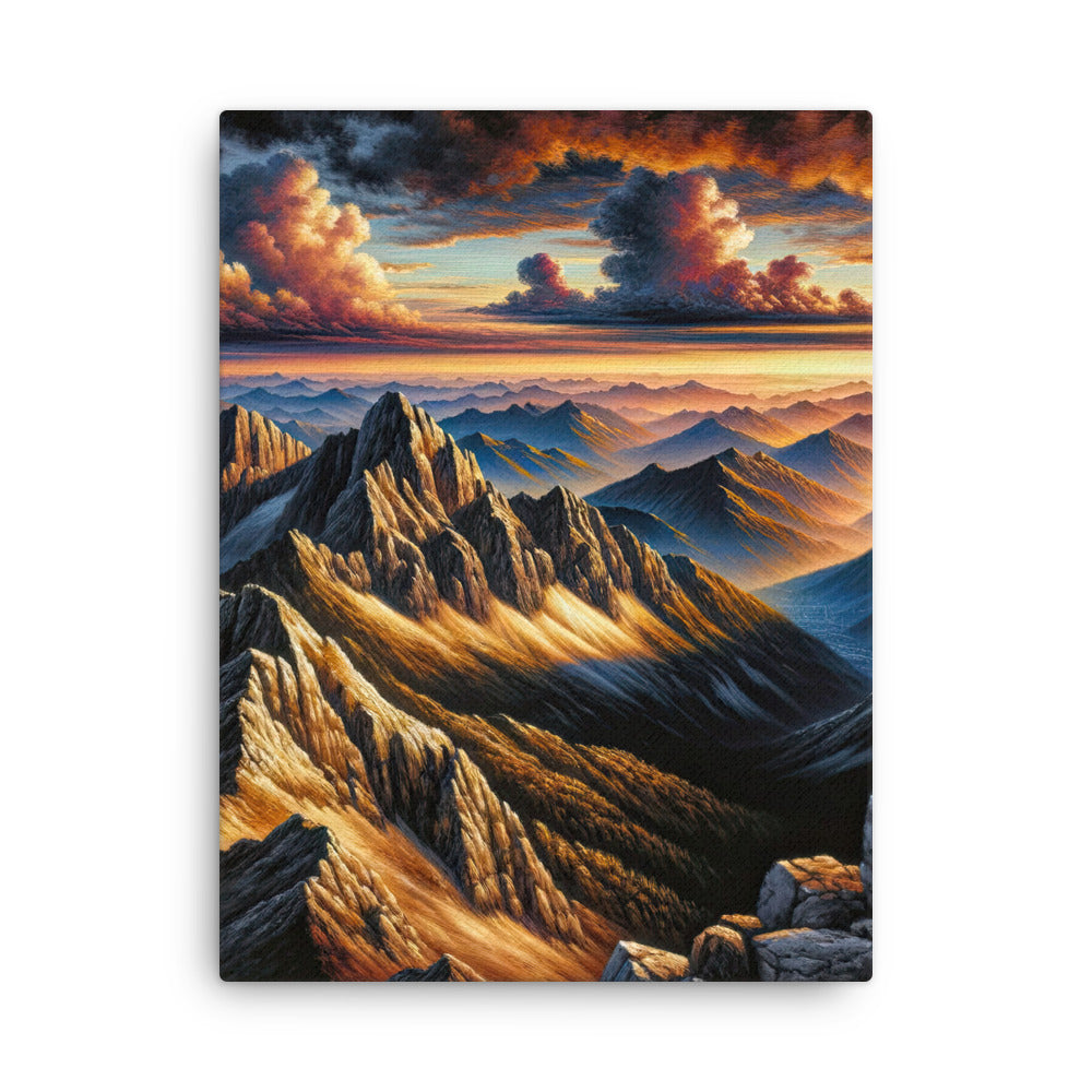Alpen in Abenddämmerung: Acrylgemälde mit beleuchteten Berggipfeln - Dünne Leinwand berge xxx yyy zzz 45.7 x 61 cm