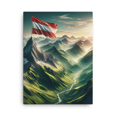 Alpen Gebirge: Fotorealistische Bergfläche mit Österreichischer Flagge - Dünne Leinwand berge xxx yyy zzz 45.7 x 61 cm