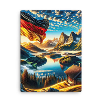 Alpen Gebirge im Morgenlicht: Kunstwerk mit Deutsche Flagge - Dünne Leinwand berge xxx yyy zzz 45.7 x 61 cm