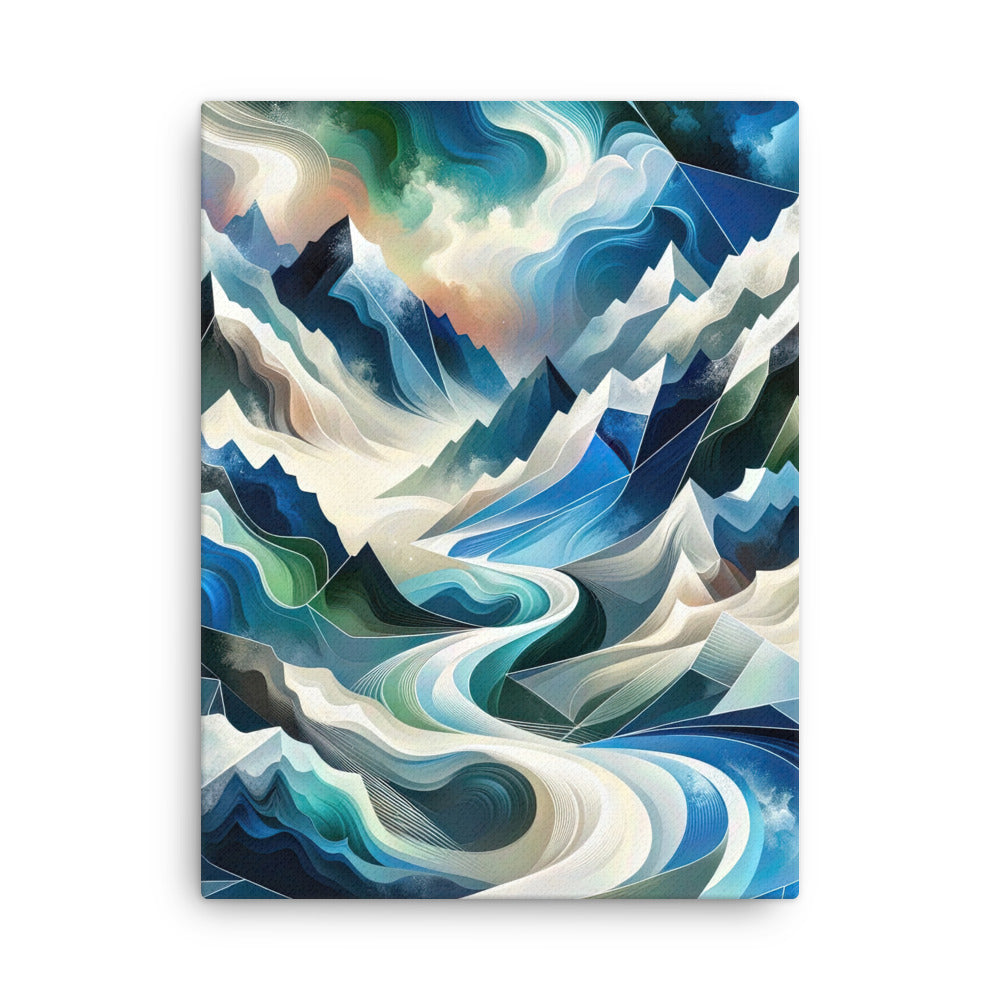Abstrakte Kunst der Alpen, die geometrische Formen verbindet, um Berggipfel, Täler und Flüsse im Schnee darzustellen. . - Thin Canvas berge xxx yyy zzz 45.7 x 61 cm