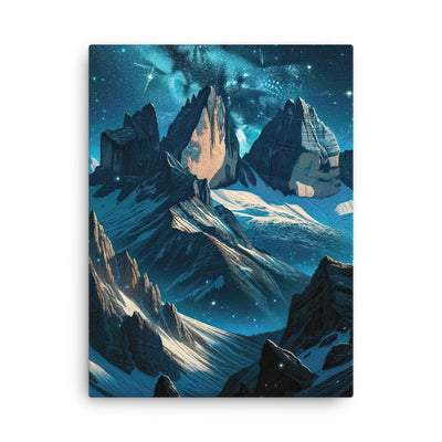 Fuchs in Alpennacht: Digitale Kunst der eisigen Berge im Mondlicht - Dünne Leinwand camping xxx yyy zzz 45.7 x 61 cm