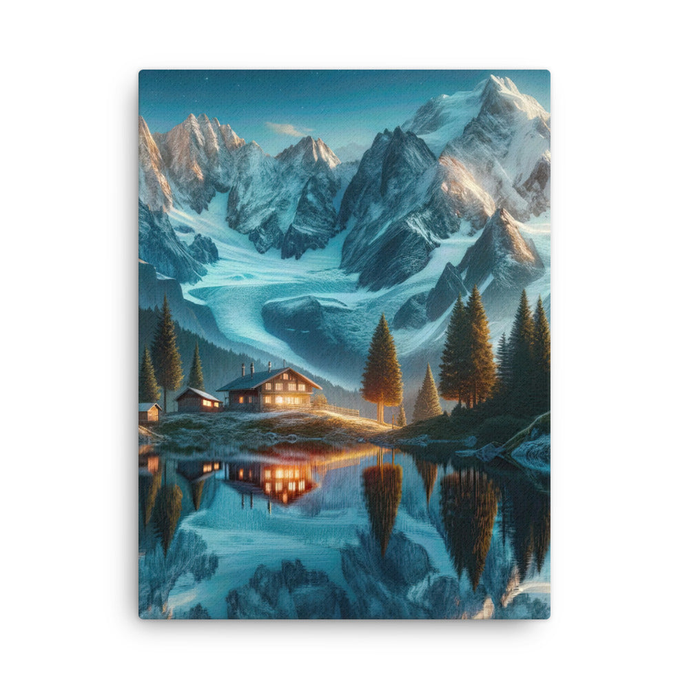 Stille Alpenmajestätik: Digitale Kunst mit Schnee und Bergsee-Spiegelung - Dünne Leinwand berge xxx yyy zzz 45.7 x 61 cm