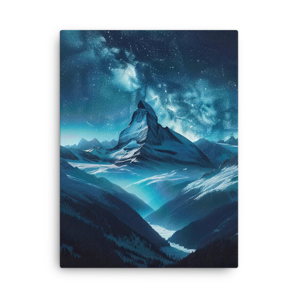 Winterabend in den Bergen: Digitale Kunst mit Sternenhimmel - Dünne Leinwand berge xxx yyy zzz 45.7 x 61 cm