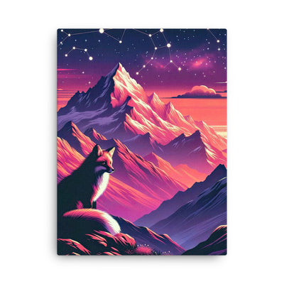 Fuchs im dramatischen Sonnenuntergang: Digitale Bergillustration in Abendfarben - Dünne Leinwand camping xxx yyy zzz 45.7 x 61 cm