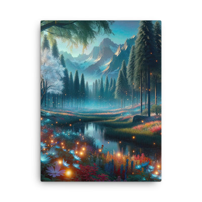 Ätherischer Alpenwald: Digitale Darstellung mit leuchtenden Bäumen und Blumen - Dünne Leinwand camping xxx yyy zzz 45.7 x 61 cm