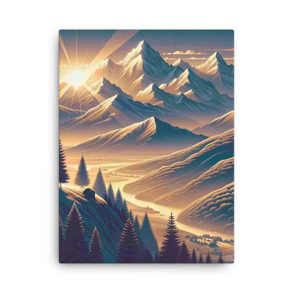 Alpen-Morgendämmerung, erste Sonnenstrahlen auf Schneegipfeln - Dünne Leinwand berge xxx yyy zzz 45.7 x 61 cm