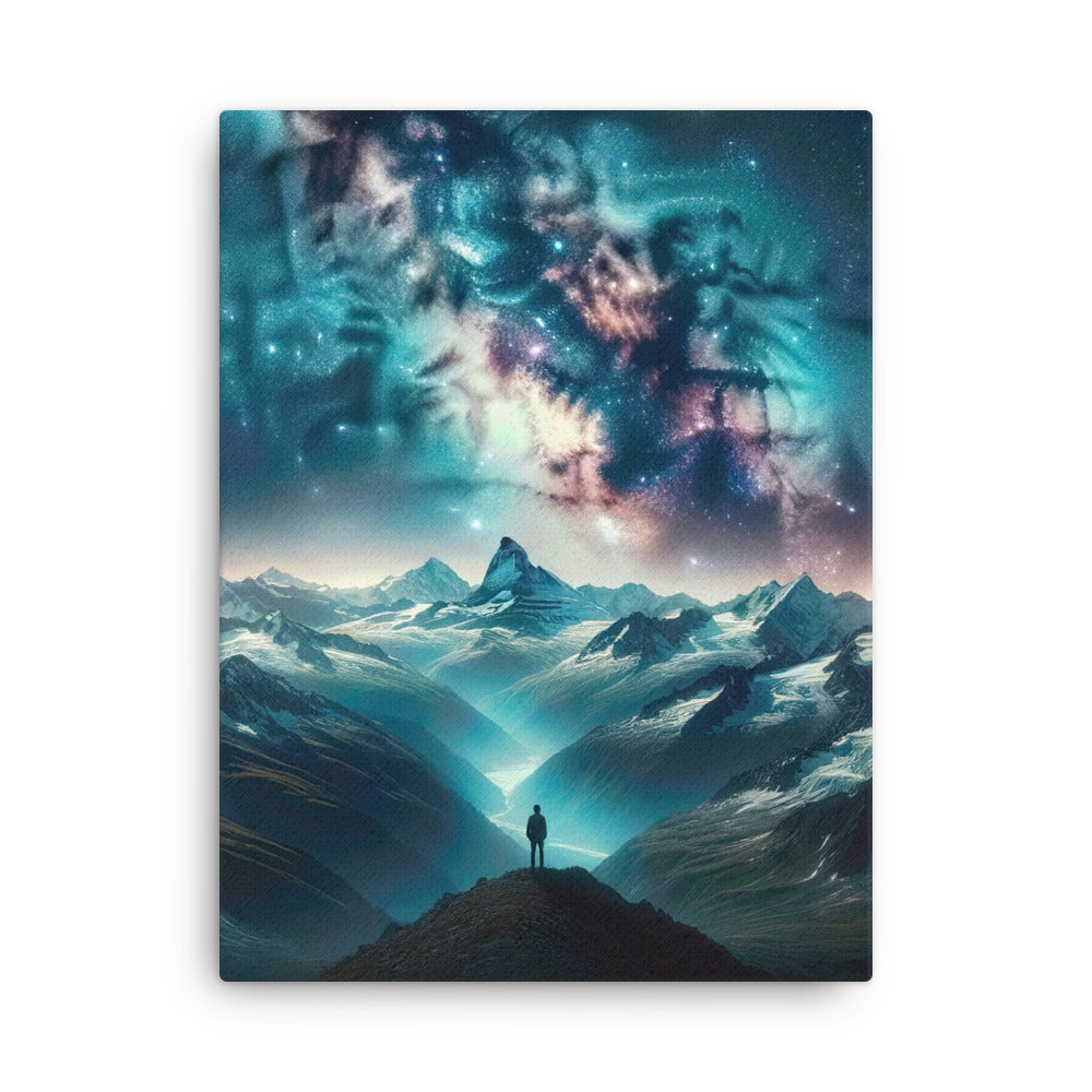 Alpennacht mit Milchstraße: Digitale Kunst mit Bergen und Sternenhimmel - Dünne Leinwand wandern xxx yyy zzz 45.7 x 61 cm